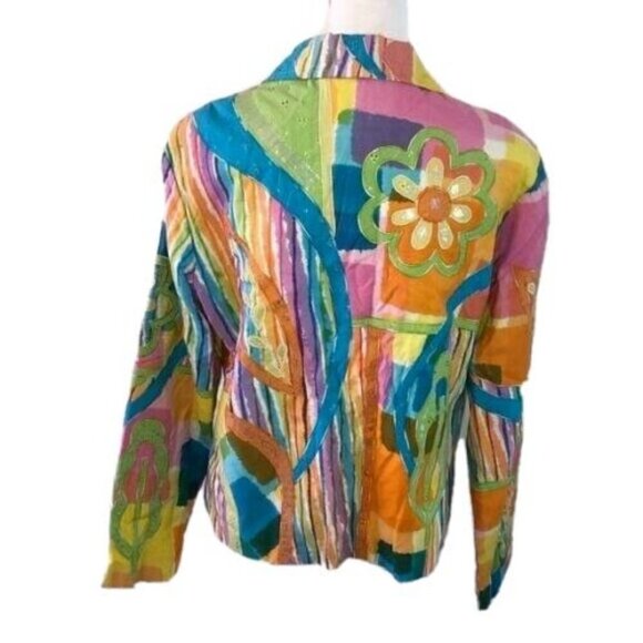 Sandy Starkman Jacket Womens Large L Vintage Art To Wear Rayon Blend Orange - Picture 2 of 12